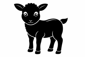 cute lamb line art silhouette vector illustration