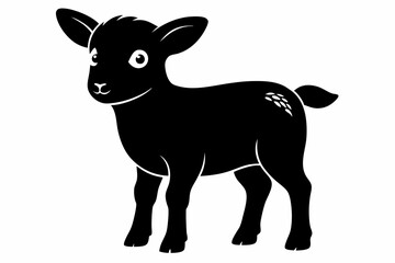 cute lamb line art silhouette vector illustration