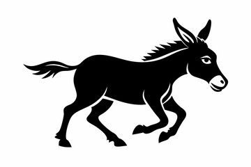 donkey running line art silhouette vector illustration