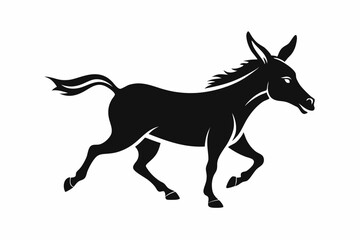 donkey running line art silhouette vector illustration