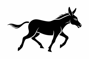 Fototapeta premium donkey running line art silhouette vector illustration
