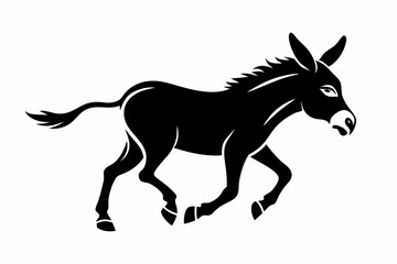 Fototapeta premium donkey running line art silhouette vector illustration