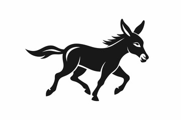 donkey running line art silhouette vector illustration