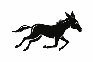 donkey running line art silhouette vector illustration