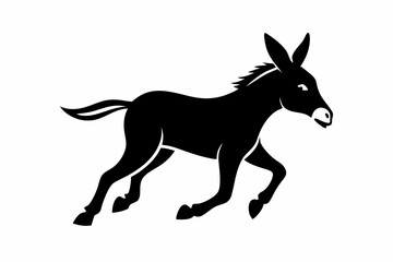 Fototapeta premium donkey running line art silhouette vector illustration