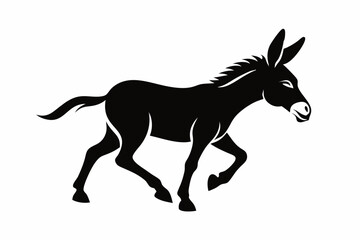 donkey running line art silhouette vector illustration