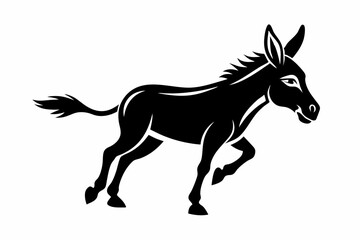 Fototapeta premium donkey running line art silhouette vector illustration