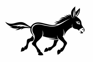 Fototapeta premium donkey running line art silhouette vector illustration