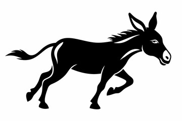 donkey running line art silhouette vector illustration