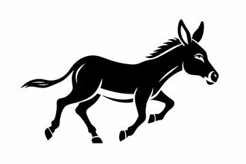 donkey running line art silhouette vector illustration