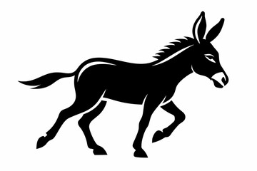 donkey running line art silhouette vector illustration