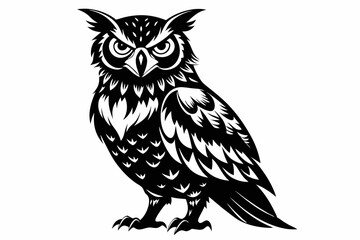 owl line art silhouette vector illustration