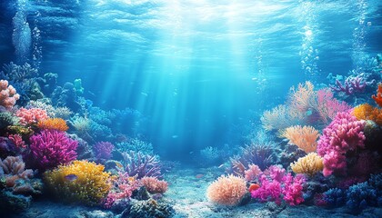 Naklejka premium A peaceful underwater scene of colorful coral gardens and fish species, symbolizing the success of research endeavors and conservation efforts in the Great Barrier Reef