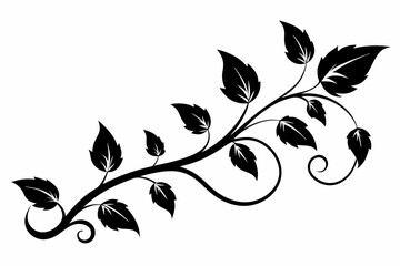 elegant leafy vine line art silhouette vector illustration