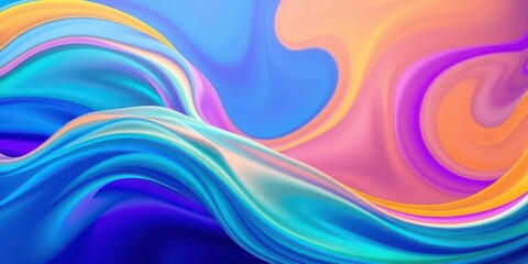Obraz premium Abstract vibrant wave forms in swirling shades of blue, green, purple, and orange, green, background