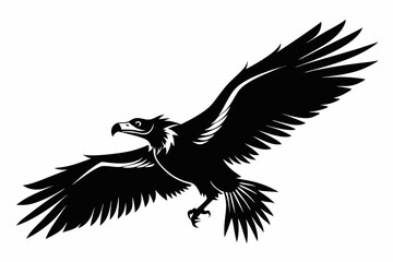 flying condor line art silhouette vector illustration