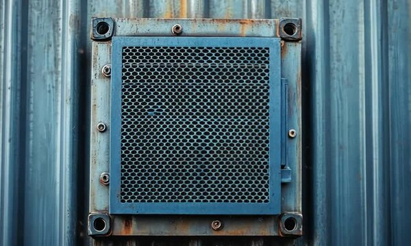 Rustic Metal Ventilation Grille on Corrugated Steel