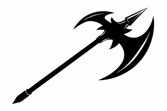 halberd line art silhouette vector illustration