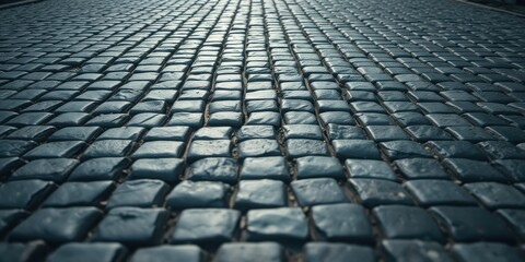 Fototapeta premium A Detailed Perspective of a Cobblestone Street, Showing the Texture and Pattern of the Stones