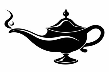 magic lamp line art silhouette vector illustration