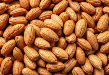 Fototapeta premium A heap of roasted almonds, showcasing their texture and color, nut snack, natural