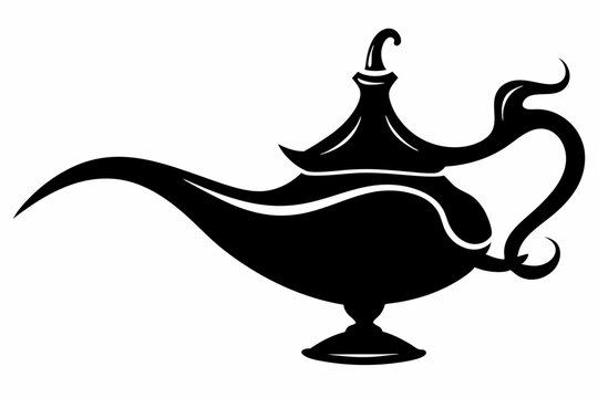 recommend clip art: magic lamp line art silhouette vector illustration