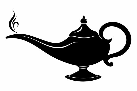 recommend clip art: magic lamp line art silhouette vector illustration