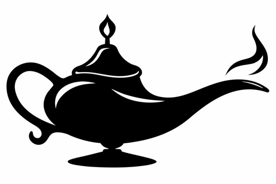 recommend clip art: magic lamp line art silhouette vector illustration