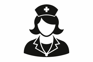 nurse icon line art silhouette vector illustration