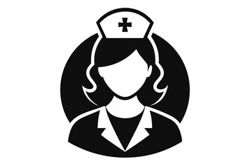 Obraz premium nurse icon line art silhouette vector illustration