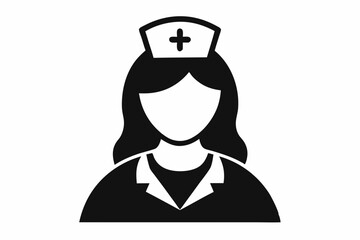 nurse icon line art silhouette vector illustration