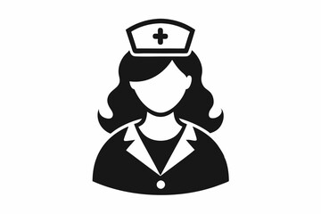 nurse icon line art silhouette vector illustration