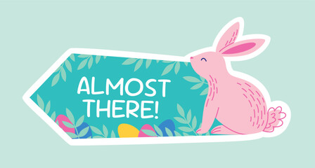 Egg search direction indicator with a cute rabbit for Easter Egg Hunt. Vector illustration template for Easter holiday celebration