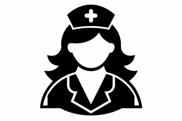 nurse icon line art silhouette vector illustration