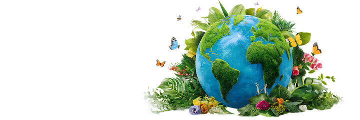 Earth day concept on white background isolated