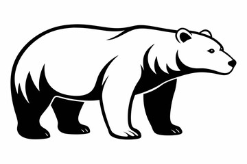 polar bear line art silhouette vector illustration