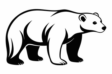 polar bear line art silhouette vector illustration