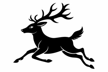reindeer flying line art silhouette vector illustration