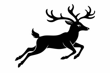 reindeer flying line art silhouette vector illustration