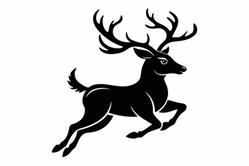Obraz premium reindeer flying line art silhouette vector illustration
