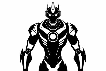 robot cyborg line art silhouette vector illustration