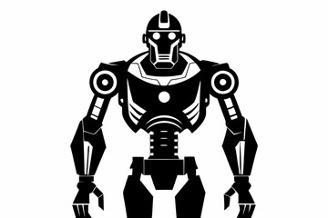 robot cyborg line art silhouette vector illustration