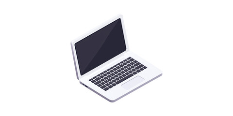 Open Laptop. Digital Technology And Remote Work Concept Isolated On Transparent Background