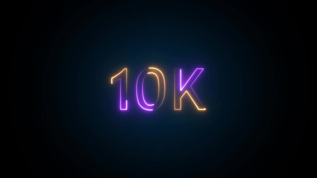 Abstract Glowing Neon Light 10K Letter Icon Animation.Glowing neon line 10k Ultra HD icon isolated on animation background.