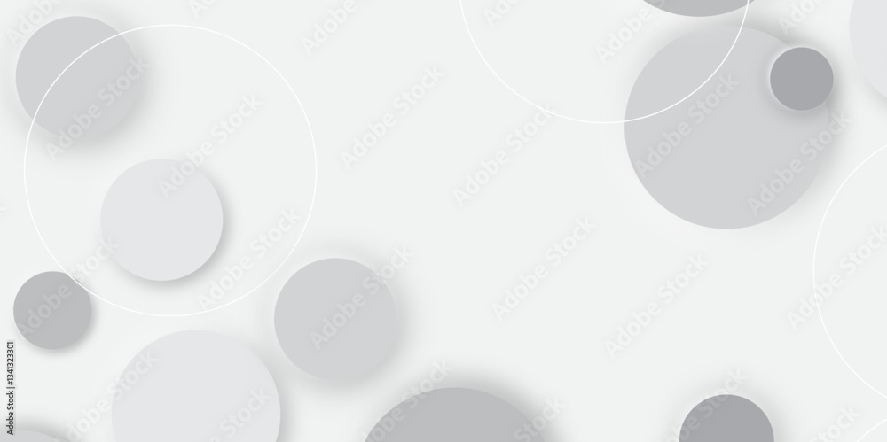 Aufkleber White and grey abstract modern circle background. abstract white circle shape with digital hi tech concept background technology. elegant minimal style Paper circle business banner with drop shadow