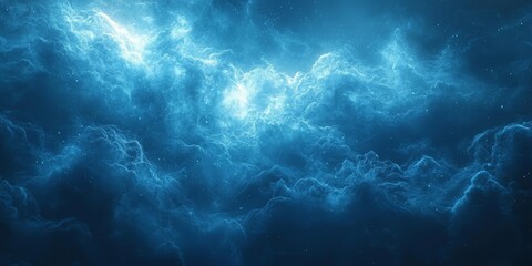 Fototapeta premium Ethereal Swarm of Translucent Jellyfish in Deep Ocean blue Waters Background , 8k Resolution