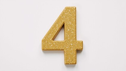 Obraz premium Isolated 3D golden number four with glitter effect on a white background