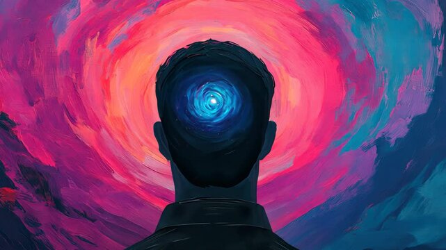 A human figure meditating with a glowing energy field around the head, symbolizing higher consciousness and spiritual enlightenment