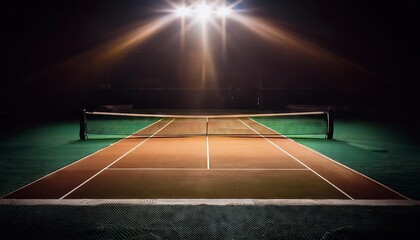 Naklejka premium Dramatic Tennis Court Under Night Lights