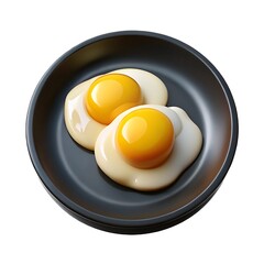 Perfectly Fried Sunny-side Up Eggs On A Dark Plate, A Simple Breakfast Delight With Rich Yellow Yolks And Crisp Whites